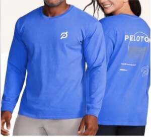 Peloton Unisex Blue Long Sleeve Together We Go Far Graphic T-Shirt, Sz L